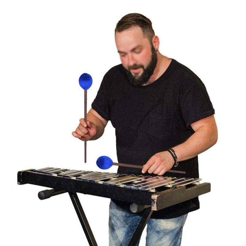 Vankcp 2 Pair Marimba Mallets Medium Blue Hard Yarn Head Keyboard Marimba Mallets for Percussion Marimba Playing Glockenspiel Marimba (Style 2) - Image 2